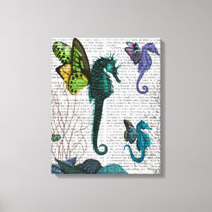 Seahorse trio met Wings Canvas Afdruk