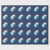 Seahorse Tropical Blue kerstwrapping Paper Cadeaupapier (Vlak)