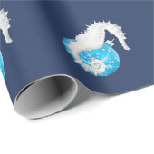 Seahorse Tropical Blue kerstwrapping Paper Cadeaupapier (Rol Hoek)