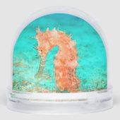 Seahorse tropical carribean turquoise orange sneeuwbol (Achterkant)