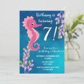 Seahorse verjaardagsuitnodiging kaart (Staand voorkant)