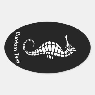 Seahorse White Ovale Sticker
