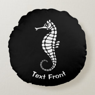 Seahorse White Rond Kussen