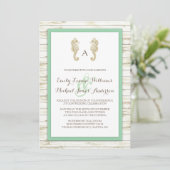 Seahorse Whitewashed Wood Beach Wedding Invitation (Debout devant)