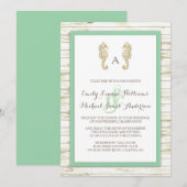 Seahorse Whitewashed Wood Beach Wedding Invitation (Devant / Derrière)