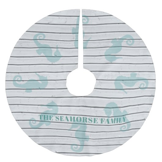 Seahorse Whitewashed Wood Plank Kerstboom Rok (Voorkant)