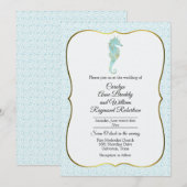 Seahorse with Aqua Wave Lijst Wedding Kaart (Voorkant / Achterkant)