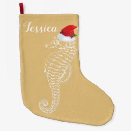 Seahorse with Santa Hat Stocking Grote Kerstsok