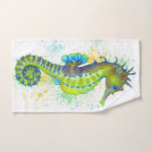 Seahorse Yellow Lime Green Splash Ink (Serviette à main)