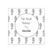  Seahorses Bookplate Rubber Stamp Rubberstempel (Afrduk)