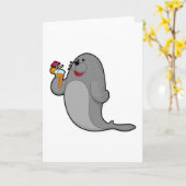Seal at Drinking with Juice Kaart (Gele Bloem)