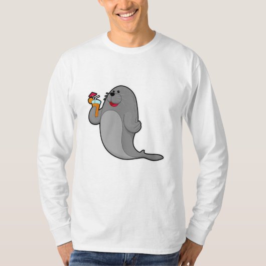 Seal at Drinking with Juice T-shirt (Voorkant)