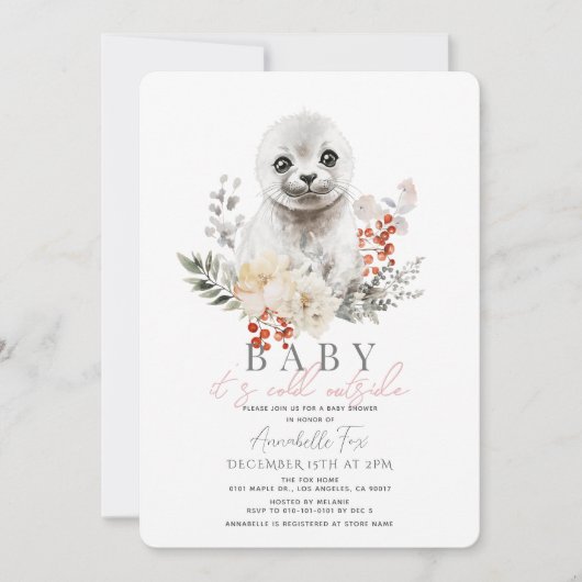 Seal Baby Het is koud buiten Baby shower Kaart (Voorkant)