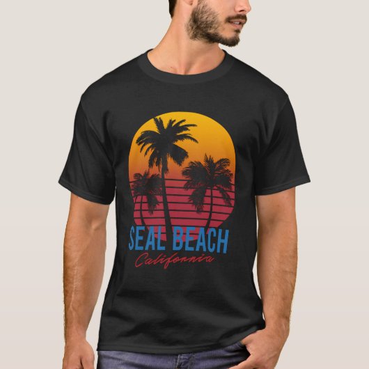  Seal Beach California Palm Trees Sunset CA T-shirt (Voorkant)