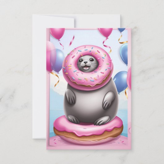 Seal Donut Delut : Modèle de carte d'anniversaire (Devant)