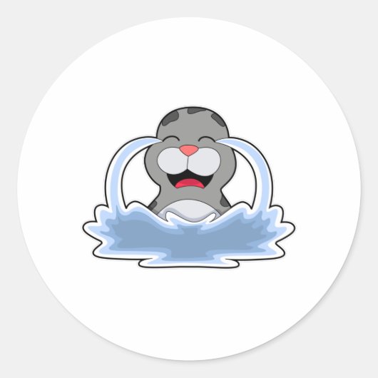 Seal in Water Ronde Sticker (Voorkant)