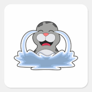 Seal in Water Vierkante Sticker