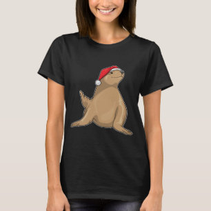 Seal Kerstmis Kerstman hoed T-shirt