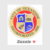 Seal of Oceanside, California, USA Sticker (Vel)