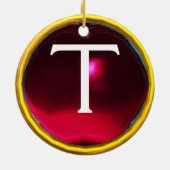 SEAL OF THE KNIGHTS TEMPLAR MONOGRAM burgundy Keramisch Ornament (Achterkant)