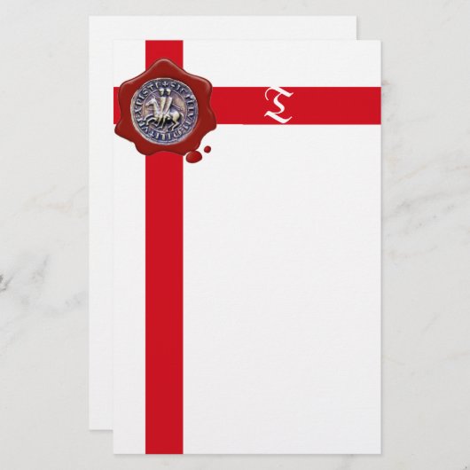 SEAL OF THE KNIGHTS TEMPLAR, Monogram ,Wit Briefpapier (Voorkant / Achterkant)