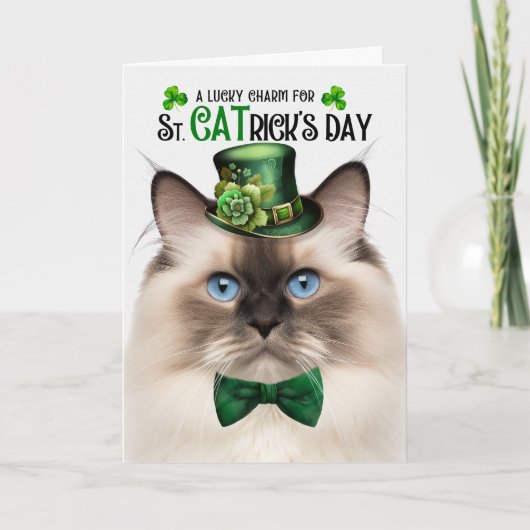 Seal Point Ragdoll Lucky Charm St CATrick's Day Feestdagen Kaart (Voorkant)