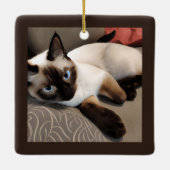 Seal Point Siamese Digital Portret Keramisch Ornament (Achterkant)