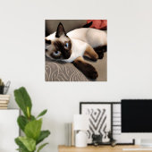 Seal Point Siamese Digital Portret Poster (Thuiskantoor)
