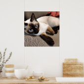 Seal Point Siamese Digital Portret Poster (Keuken)