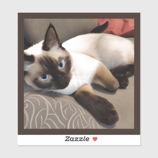 Seal Point Siamese Digital Portret Sticker (Vel)