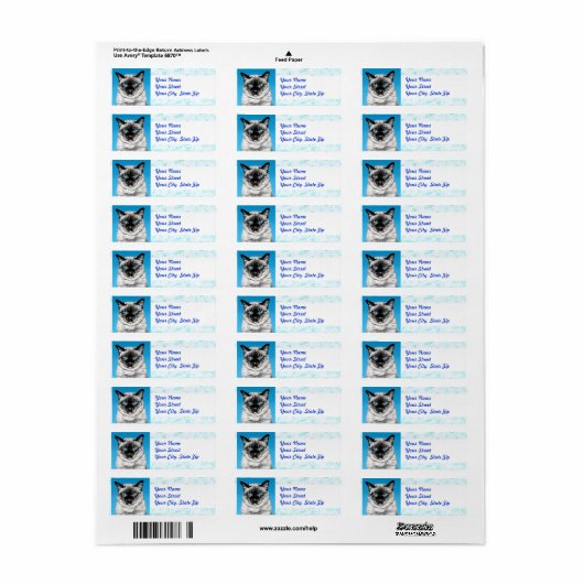 Seal Point Siamese Etiket (Full Sheet)