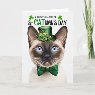 Seal Point Siamese Lucky Charm St CATrick's Day Feestdagen Kaart