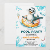 Seal pool party invitation (Devant / Derrière)