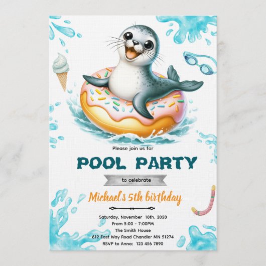 Seal pool party invitation (Devant)