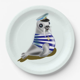 Seal Sailor Grappig Papier Borden - Papieren Bordje