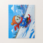 Seal Sledding Down a Snowy Mountain Hill Legpuzzel (Verticaal)
