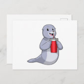 Seal with Drinking cup Briefkaart (Voorkant / Achterkant)