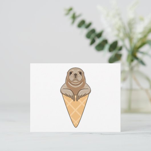 Seal with Ice cream cone Briefkaart (Staand voorkant)