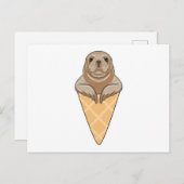 Seal with Ice cream cone Briefkaart (Voorkant / Achterkant)