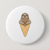 Seal with Ice cream cone Ronde Button 7,6 Cm (Voorkant)