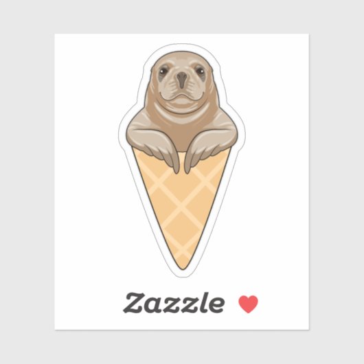 Seal with Ice cream cone Sticker (Vel)