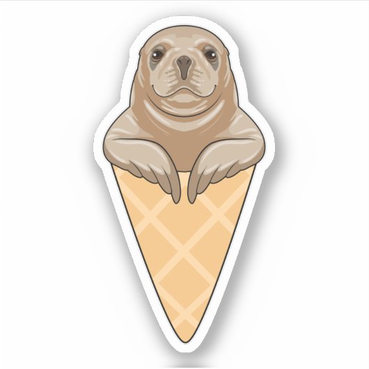 Seal with Ice cream cone Sticker (Voorkant)