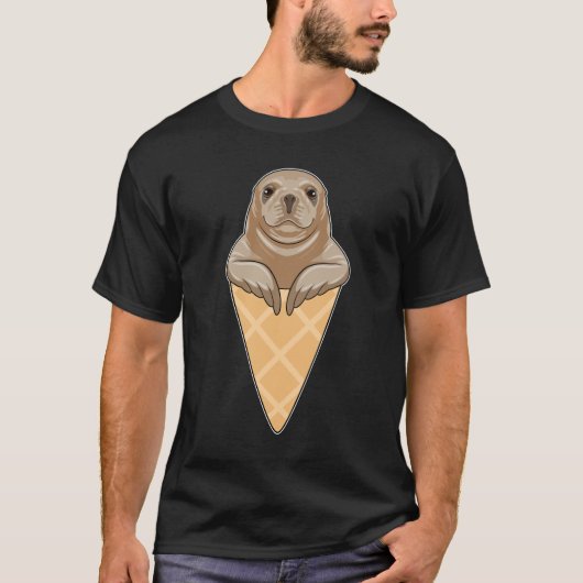 Seal with Ice cream cone T-shirt (Voorkant)
