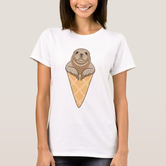 Seal with Ice cream cone T-shirt (Voorkant)