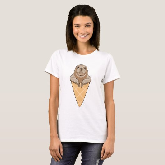 Seal with Ice cream cone T-shirt (Voorkant volledig)