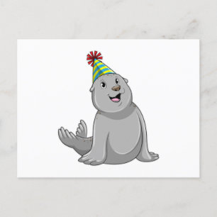 Seal with Party hat Party Briefkaart