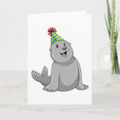 Seal with Party hat Party Kaart (Voorkant)