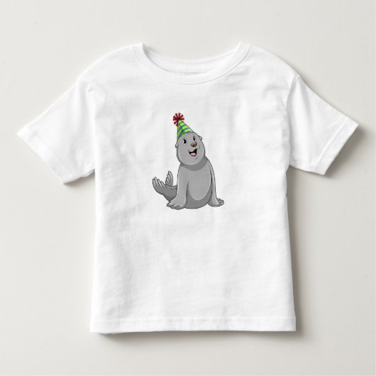 Seal with Party hat Party Kinder Shirts (Voorkant)