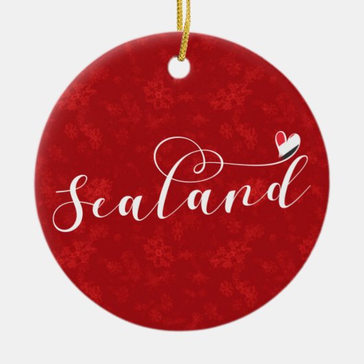 Sealand Flag in Heart, Vorstendom Sealand Keramisch Ornament (Voorkant)