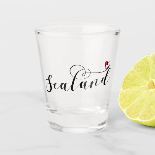 Sealand Flag in Heart, Vorstendom Sealand Shot Glas (Voorkant)